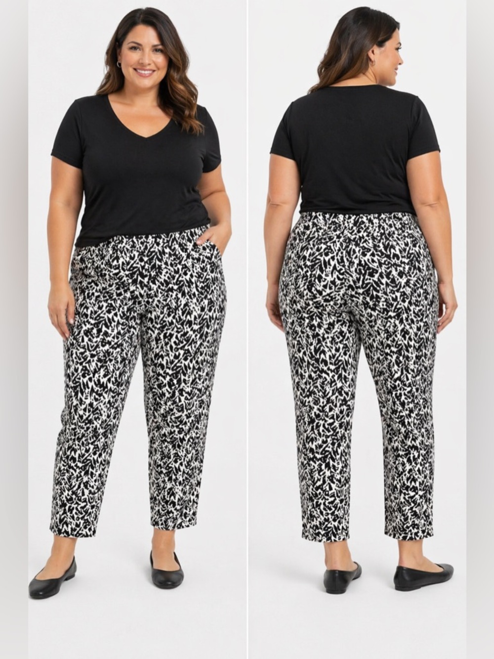 Black and white styled pull on pants size 20 WYNNE LAYERS like new pants